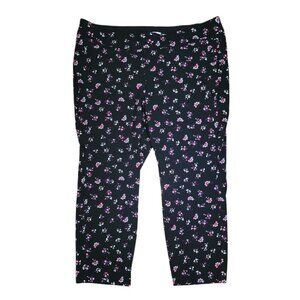 Lane Bryant Pants Womens Plus Size 26R Black Floral The Allie Pull On Comfort